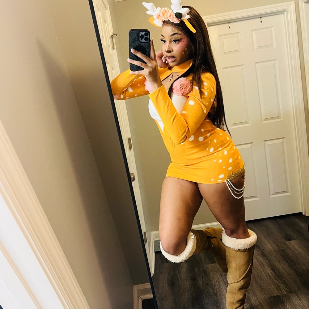 Bambi costume Orange brown and White  Dress